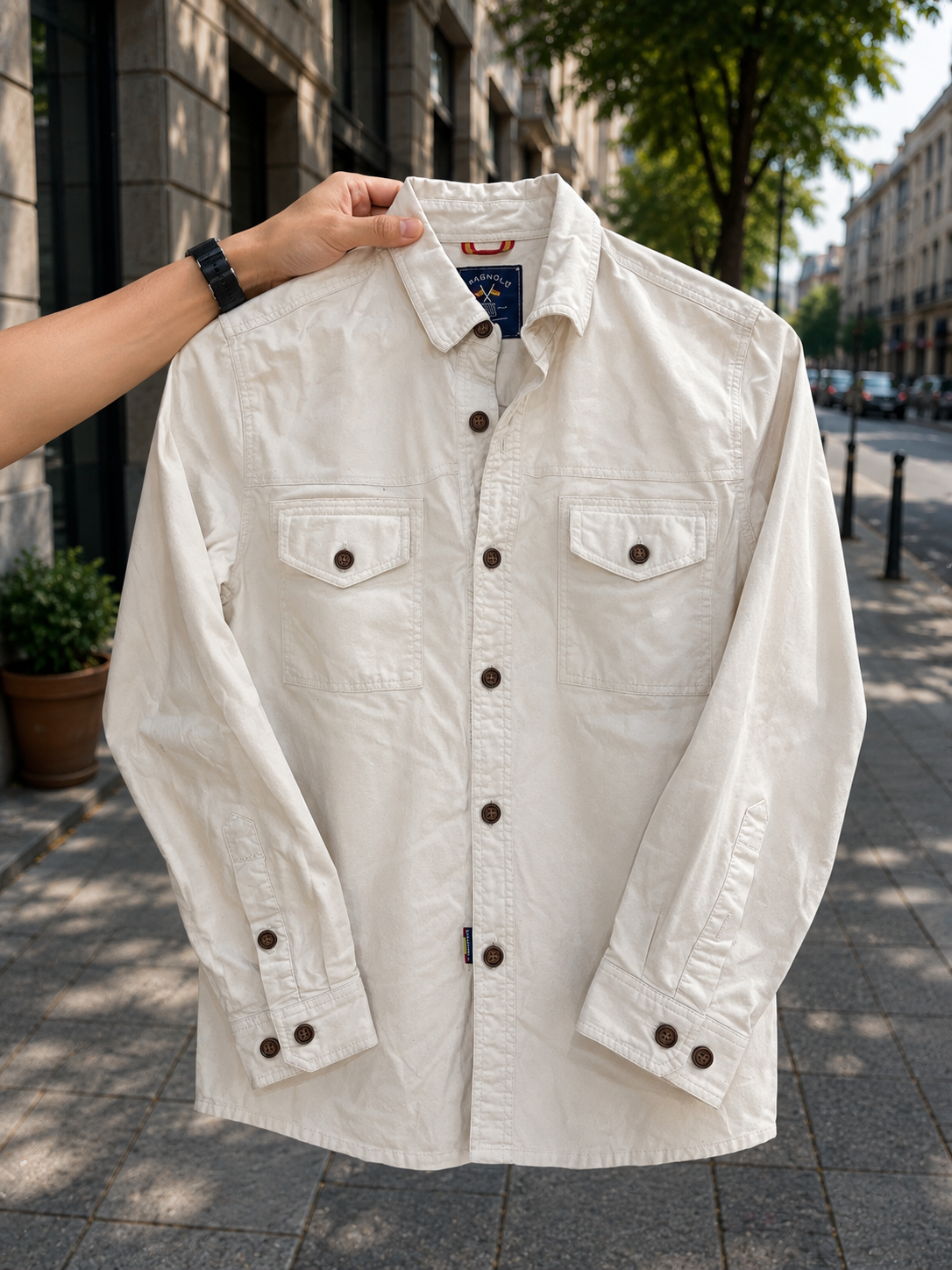 White cotton utility shirt