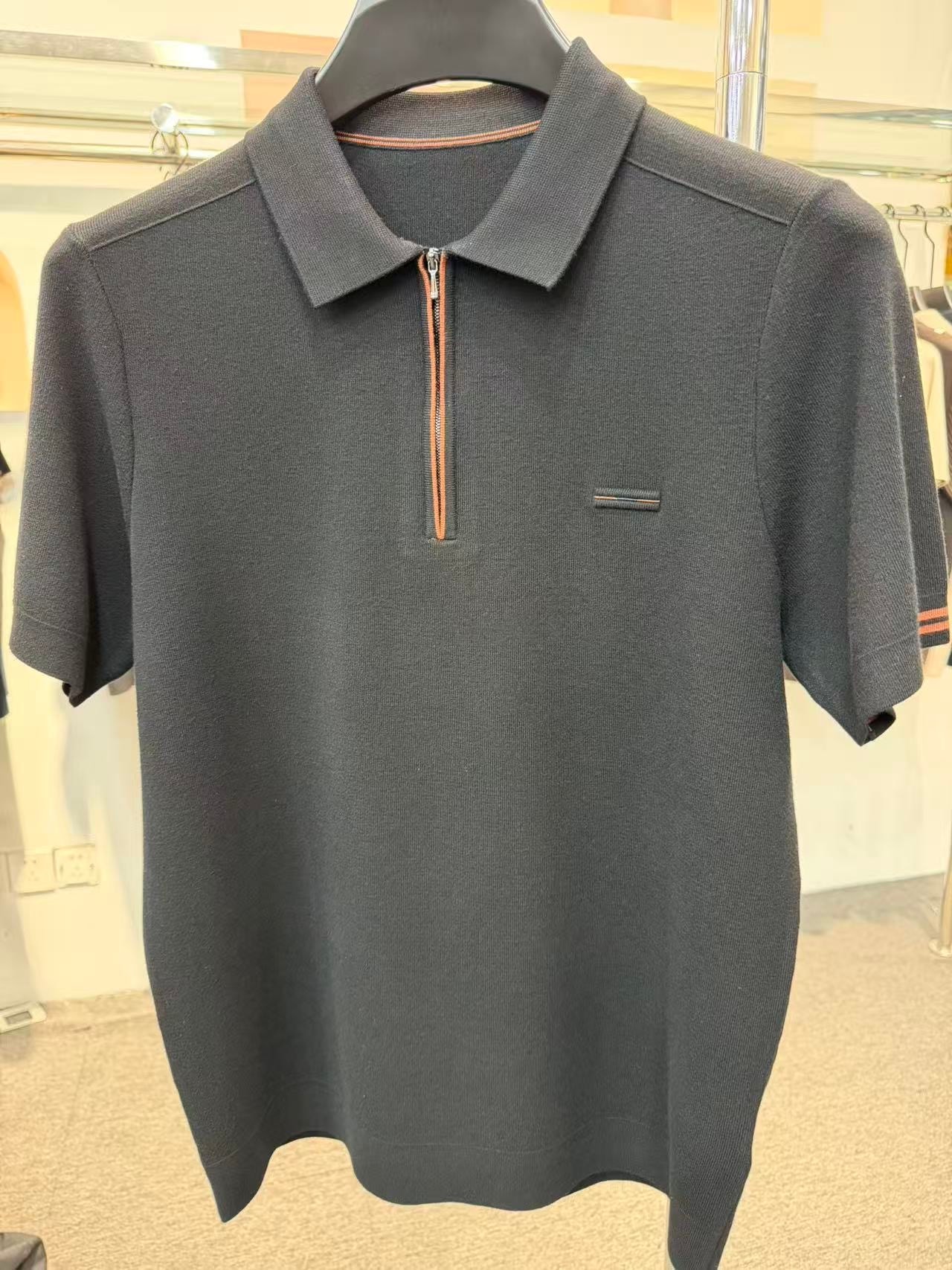 Short sleeve zip polo sweater