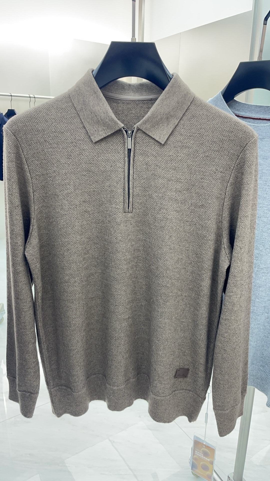 Long sleeve zip polo sweater